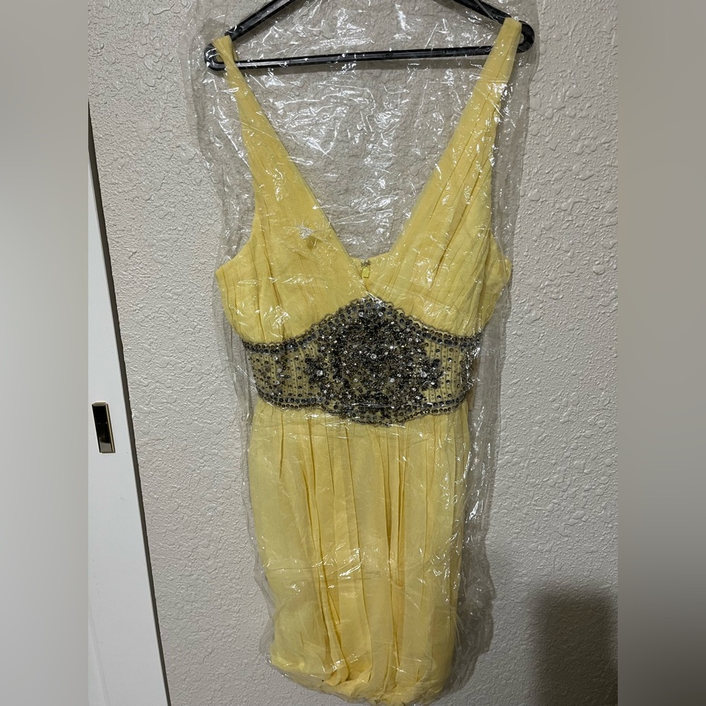 Glamorous Yellow Beaded Prom Dress